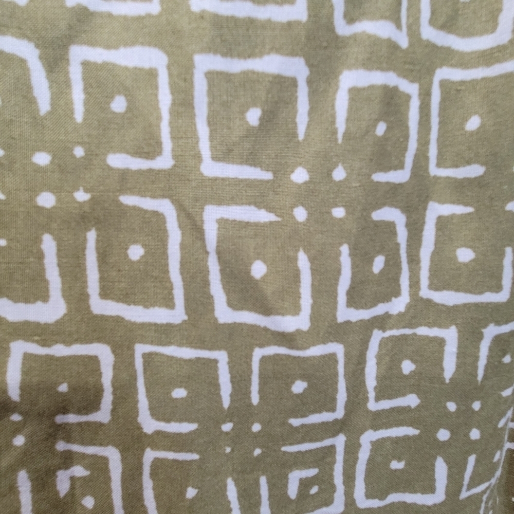 XL Avocado Green Geometric Skirt with Waist Tie String Side Zipper Liner Midi - Picture 6 of 8